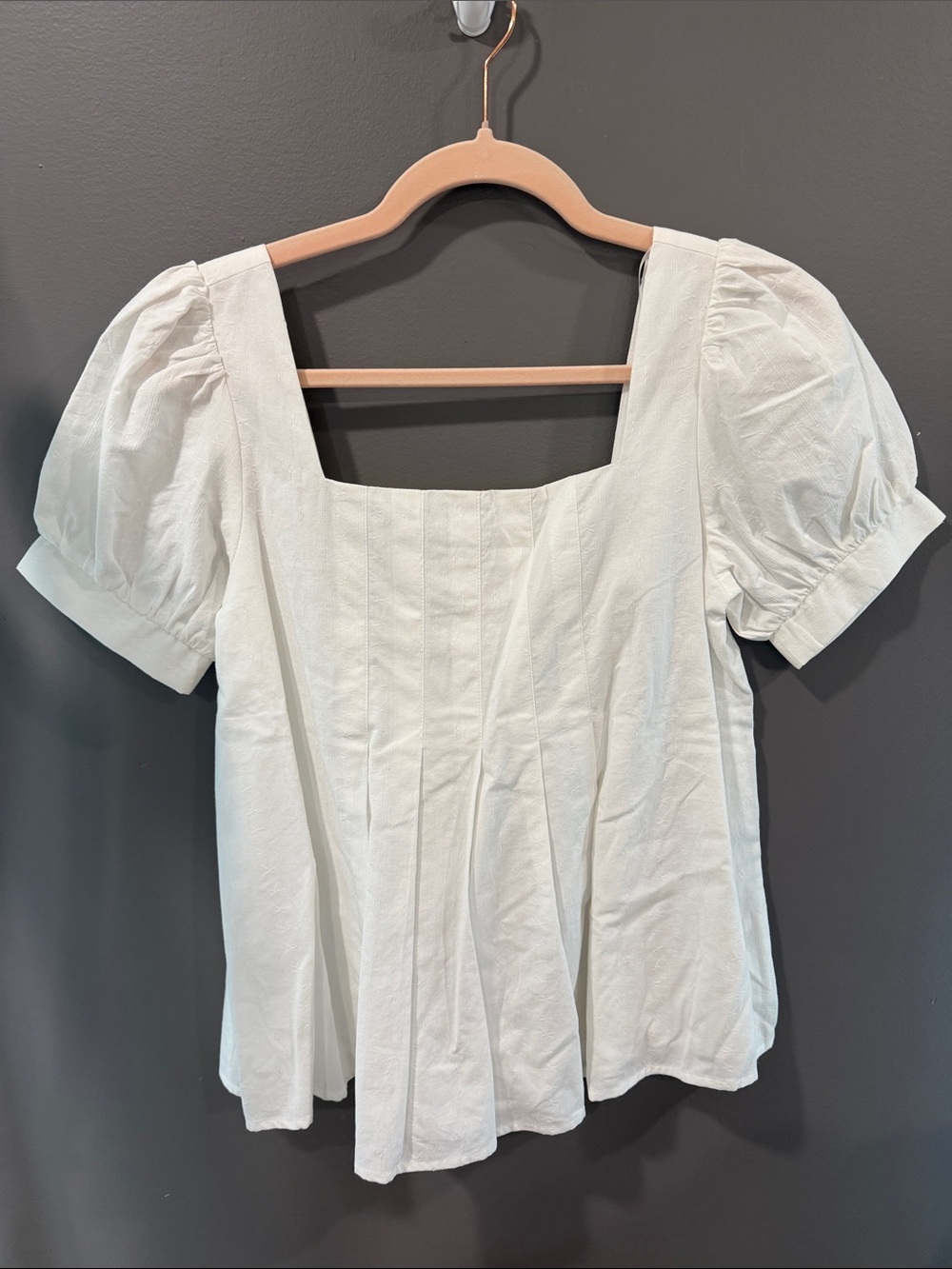 White Square-Neck Puff Sleeve Blouse